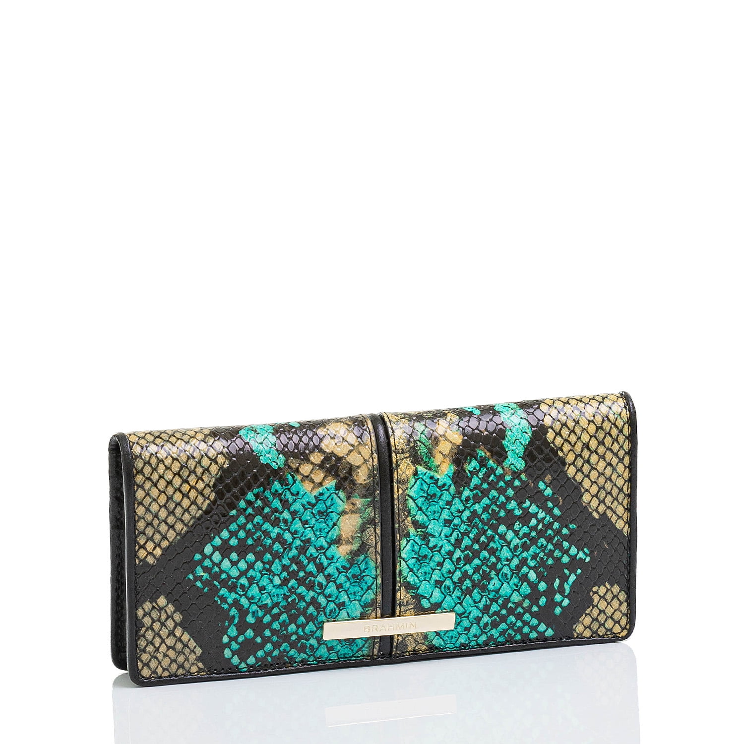 Brahmin Frontera Collection Ady Snake Embossed Wallet Bird of Paradise