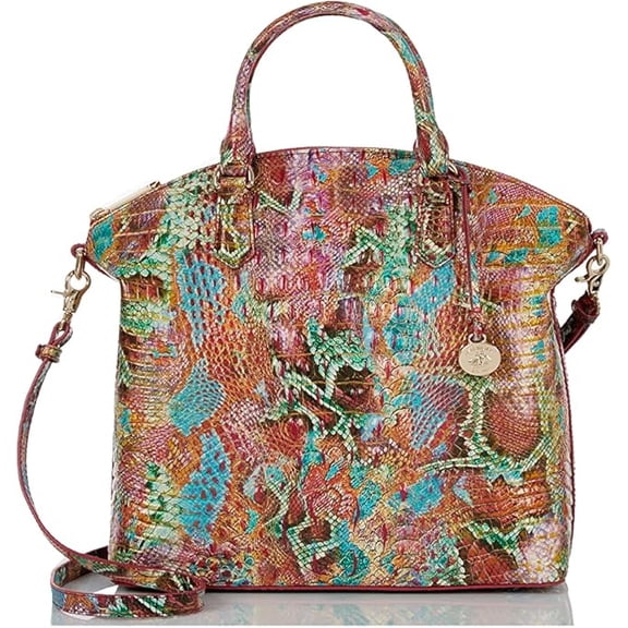 Brahmin Large Duxbury Reservoir Orange/Blue/Green Satchel