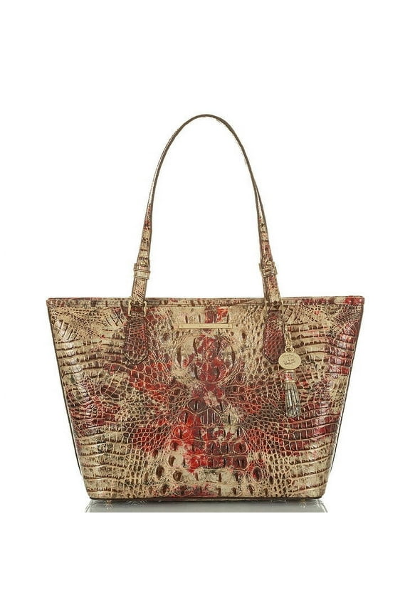 Medium Asher Charm Beige/Burgundy/Purple Satchel