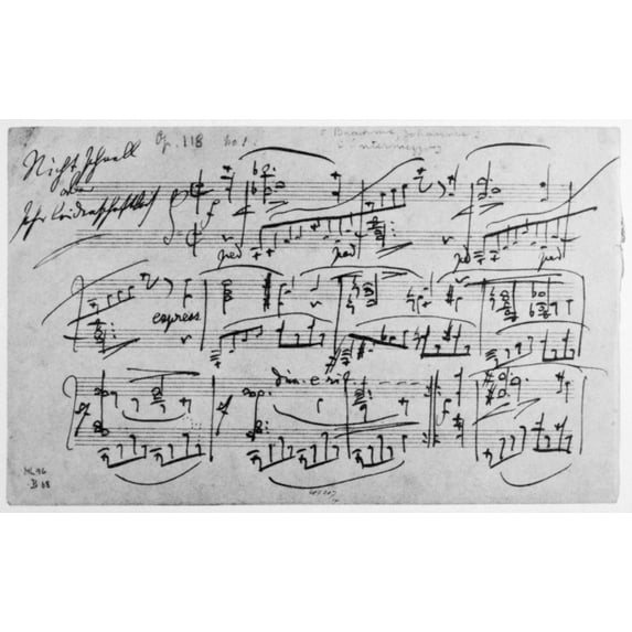 Brahms Manuscript, 1892. /Nmanuscript Page Of Johannes Brahms' 'Intermezzo For Piano,' Op. 118, No. 1, 1892. Poster Print by (18 x 24)