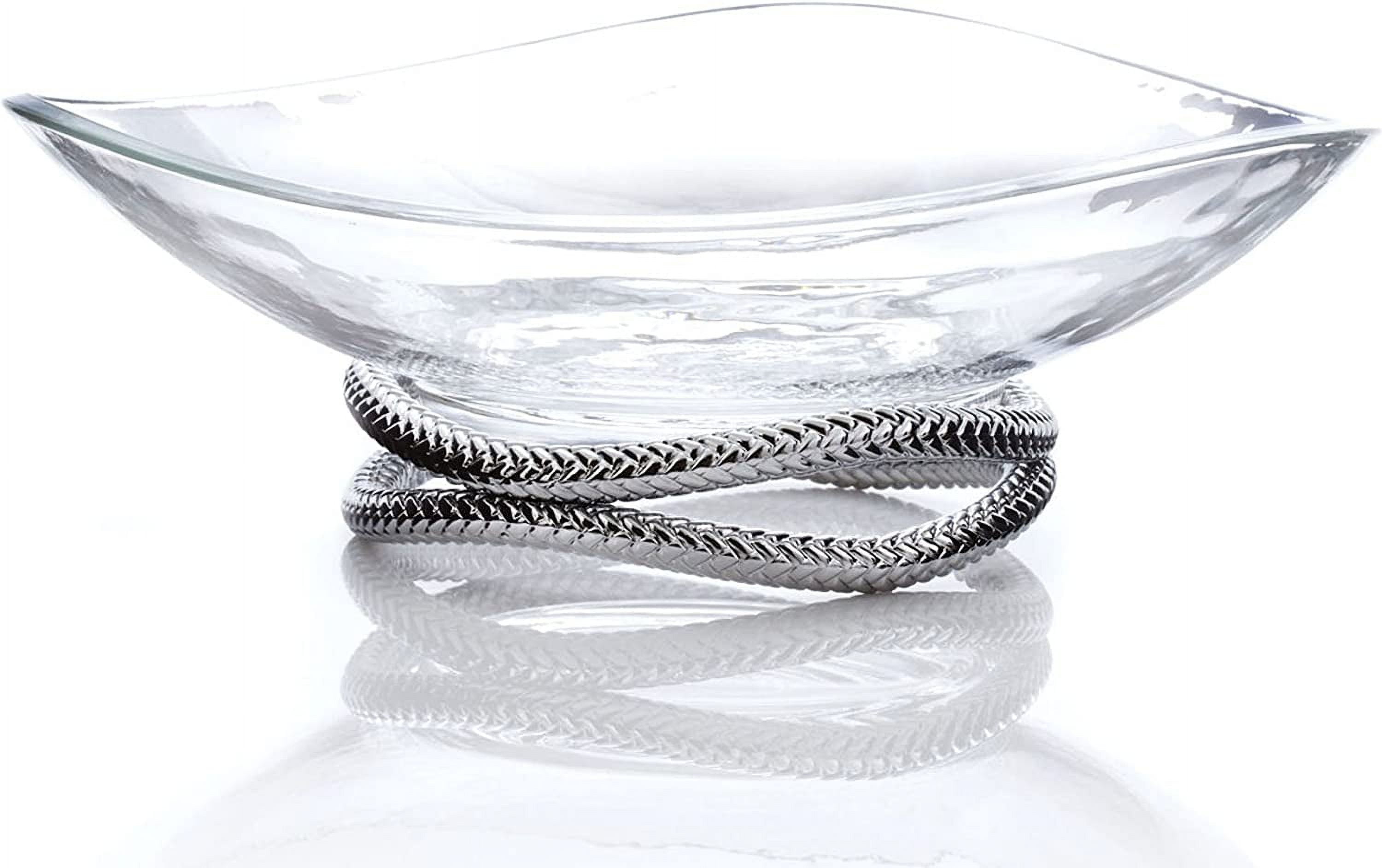 Luminous Handcrafted Glass Centerpiece Bowl with Alloy Stand