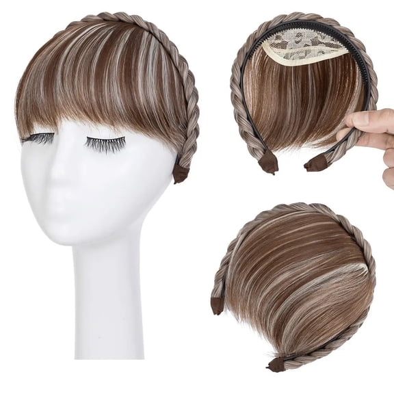 Braid Headband Synthetic Hair Fringe Headband with Bangs Hairpieces for Daily Wear
