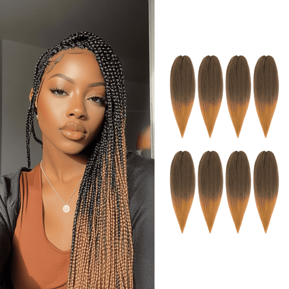 Braid Miracle Pre-Stretched Braiding Hair 52” Anti-Itch – Yaki Texture, Color 1B/27 (8 Pack)