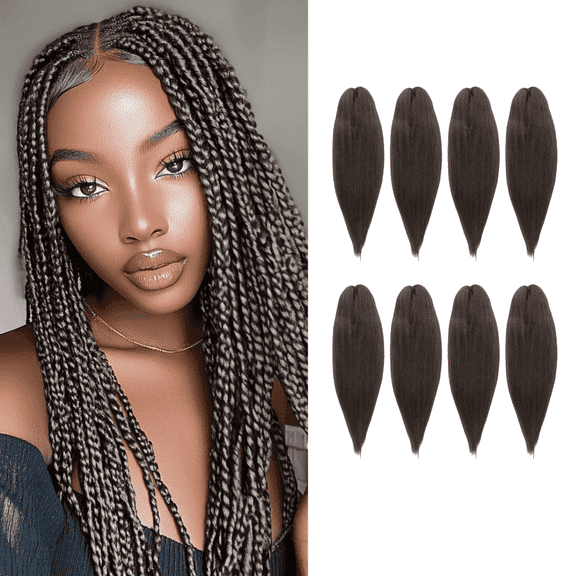 Braid Miracle Pre-Stretched Braiding Hair 52” Anti-Itch – Yaki Texture, Color 4 (8 Pack)