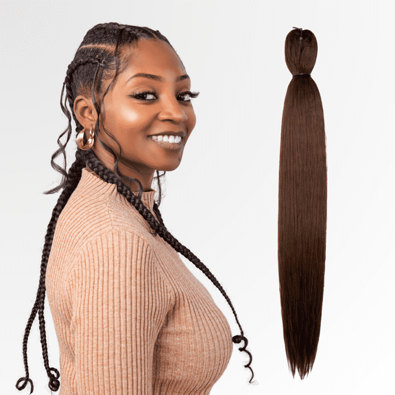 Braid Miracle Pre-Stretched Braiding Hair 52” Anti-Itch – Yaki Texture, Color 4 (8 Pack)