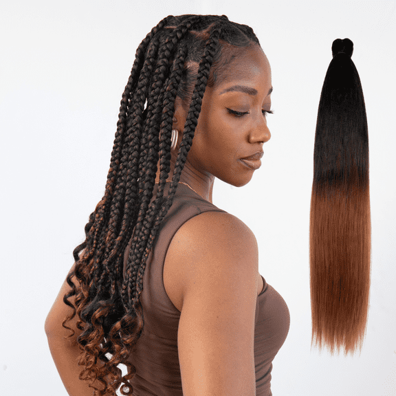 Braid Miracle Pre-Stretched Braiding Hair 52” Anti-Itch – Yaki Texture, Color 1B/30 (8 Pack)