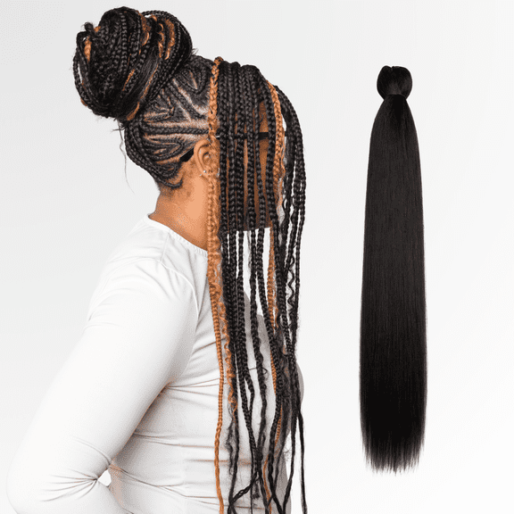 Braid Miracle Pre-Stretched Braiding Hair 52” Anti-Itch – Yaki Texture, Color 1B (8 Pack)
