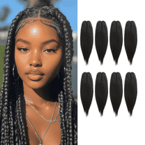 Braid Miracle Pre-Stretched Braiding Hair 52” Anti-Itch – Yaki Texture, Color 1B (8 Pack)