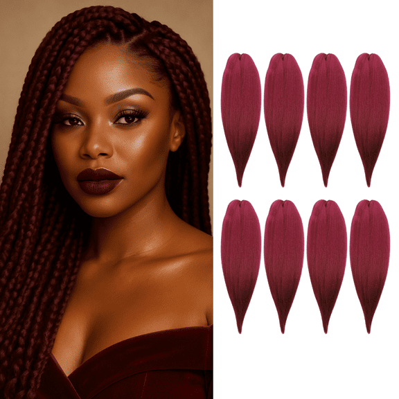 Braid Miracle Pre-stretched Braiding Hair for Women - 52 inch, 8-pack, 90g, Anti-itch, Soft Yaki Texture, Hot Water Set, Synthetic Extensions (900)