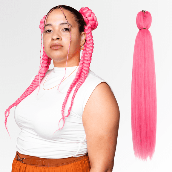 Braid Miracle Pre-stretched Braiding Hair for Women - 52 inch, 8-pack, 90g, Anti-itch, Soft Yaki Texture, Hot Water Set, Synthetic Extensions (Pink)