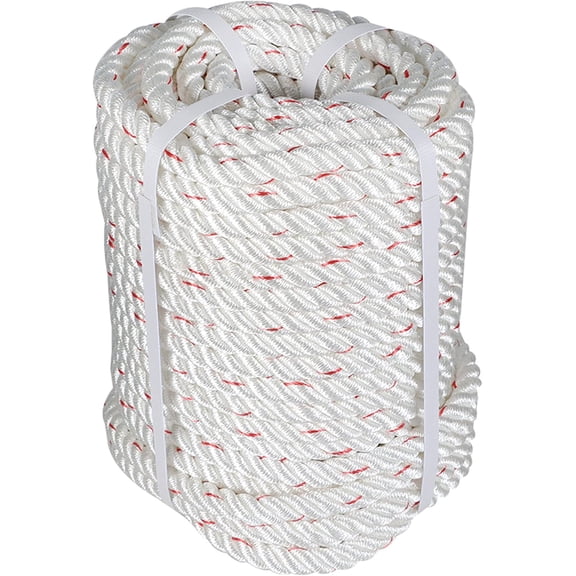Braid Polyester Rope, Arborist Rigging Rope High Strength Polyester Ropes for Tying, Swing 1/2 Inch x 150 Feet (White/Red)