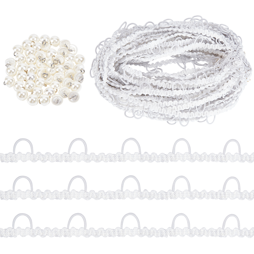 Braid Trim White Wedding Dress Button Loops 15 Yards Elastic Button ...