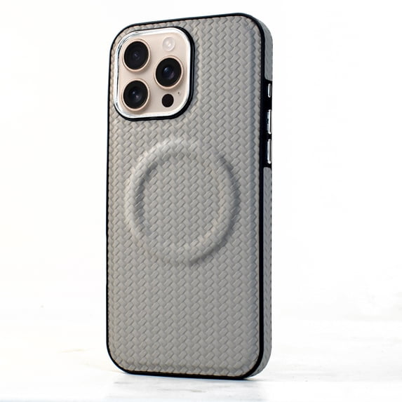 Braid Woven Pattern Desgin PU Leather Case for iPhone 14 Plus, Shockproof Protective, Compatible with Magsafe, Support Wireless Charging Slim Phone Case for iPhone 14 Plus, Gray