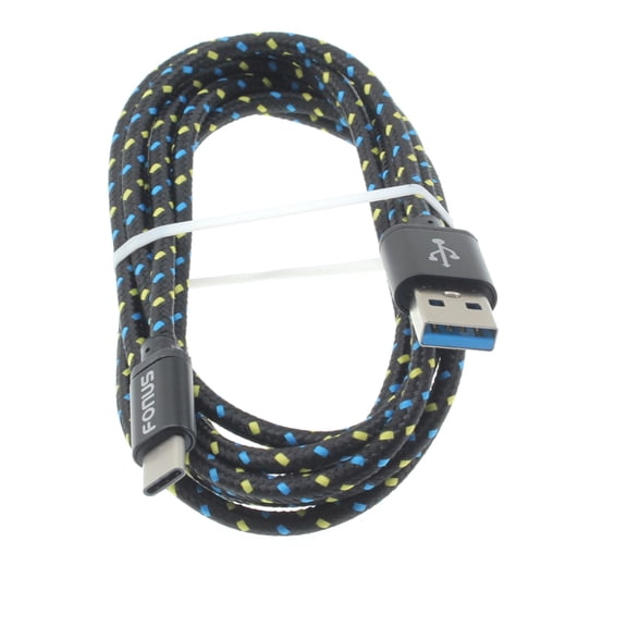 Braided 6ft Long Type-C Cable Charger Power Cord X1V for Motorola One, Moto Z3 Play Z2 Play Z Play Droid Force Droid X4 G7 Power Play G6 - Nokia 7.1, 8, 3.1 Plus - OnePlus 5T, 6, 6T, 7 Pro