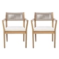Braided Acacia Wood Outdoor Dining Chairs Set of 4 – Teak Look with ...
