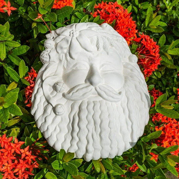 Braided Beard Jingle Santa Mask 8.5" STOCK Ceramic Bisque Ready To Paint Pottery