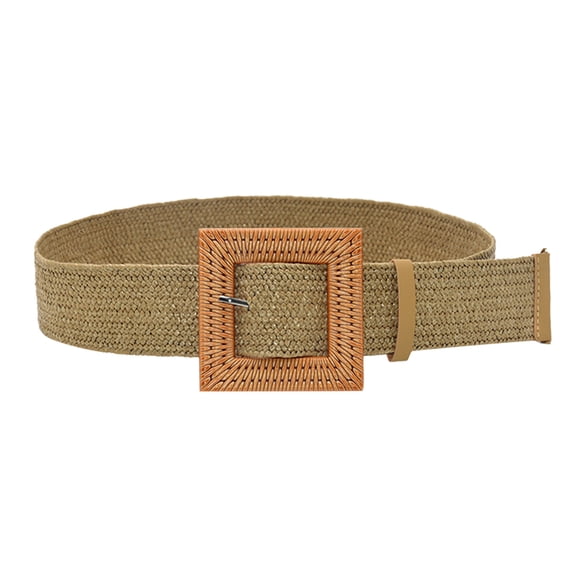 Braided Belts With Wood Buckle Belts for Women Trendy Silver Buckle Wide Waist Belts for Women Skinny Belts for Women Silver Buckle Fashion Metal Belts for Women Dresses,Khaki