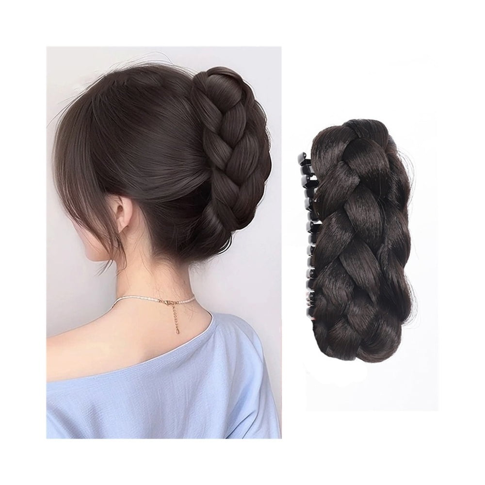 Braided Bun Hair Piece Claw Clip in Synthetic Twisted Braiding Chignon Hair Extension
