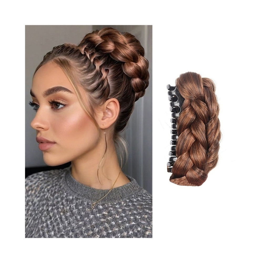 Braided Bun Hair Piece Claw Clip in Synthetic Twisted Braiding Chignon Hair Extension