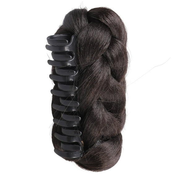 Braided Bun Updos Hairpiece Clip On Wigs For Women with Natural Lookings Strong Claw Clip for Formal Occasion Hairstyle