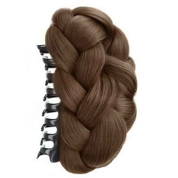 Braided Bun Updos Hairpiece Clip On Wigs For Women with Natural Lookings Strong Claw Clip for Formal Occasion Hairstyle