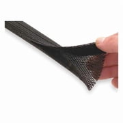 Braided Cable Sleeve, 3/4 in Inside Dia., 3/4 in Max Bundle Dia., 25 ft, Polyethylene Terephthalate