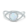 thumbnail image 1 of Braided Cable Split Ring Lab Created White Opal 925 Sterling Silver Size 5, 1 of 7