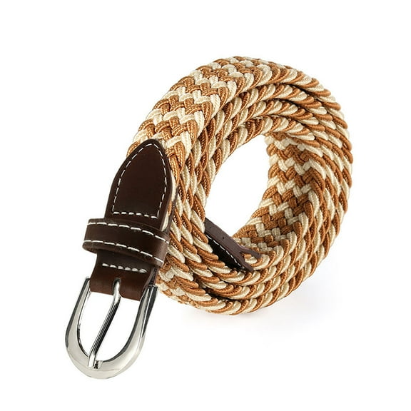 Braided Canvas Woven Elastic Stretch Belts for Men/Women/Junior with Multicolored-camel