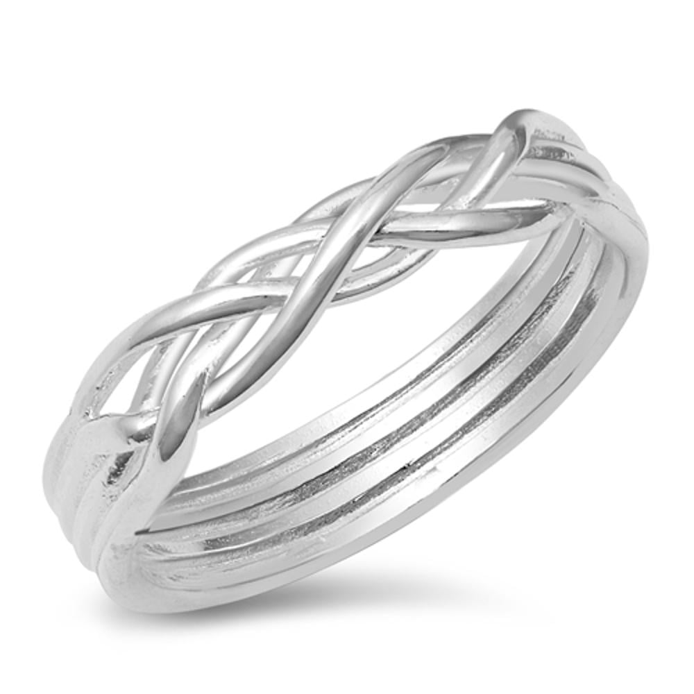 Braided Celtic Knot Braid Weave .925 Sterling Silver Band Jewelry ...