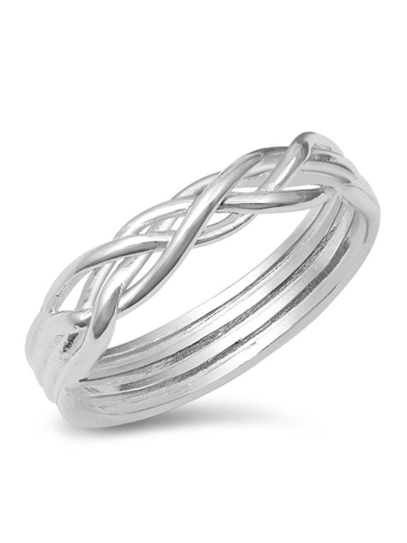 Braided Celtic Knot Braid Weave .925 Sterling Silver Band Jewelry Female Male Unisex Size 9