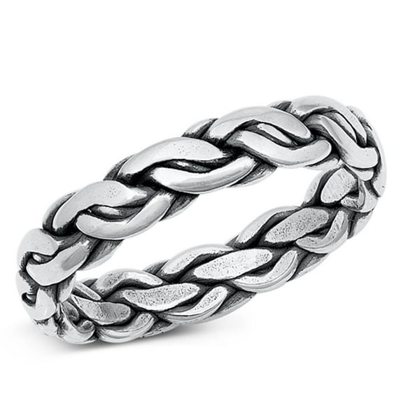 Braided Chain Link Ring .925 Sterling Silver Wedding Band Jewelry Female Male Unisex Size 8