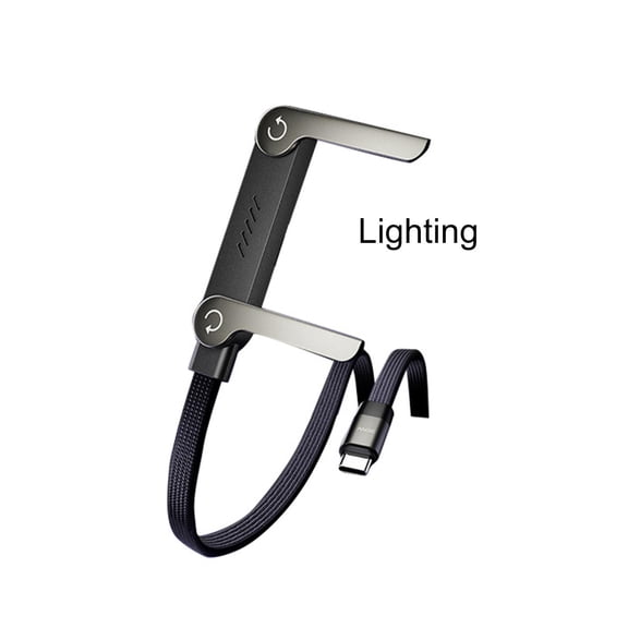 Braided Charging Cable, 30W Power Output, Phone Cord Holder, Magnetic Cable Holder, Folding Desktop Stand, Black Graphite, 4Ft, 1 Pc