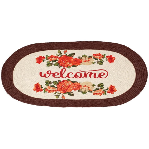 Braided Cotton Rug Welcome Mat, Brown