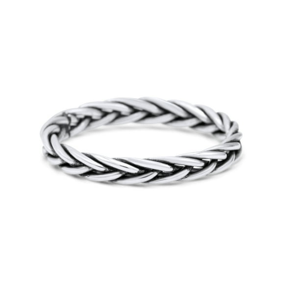 Braided Dainty Criss Cross Celtic Trending Oxidized Ring Band 925 Sterling Silver Size 9