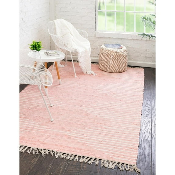 Braided Dario Collection Area Rug 5'x8' - Pink-Ivory