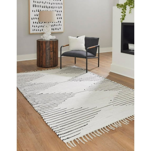 Braided Dario Collection Area Rug 6'x9' - Ivory-Black