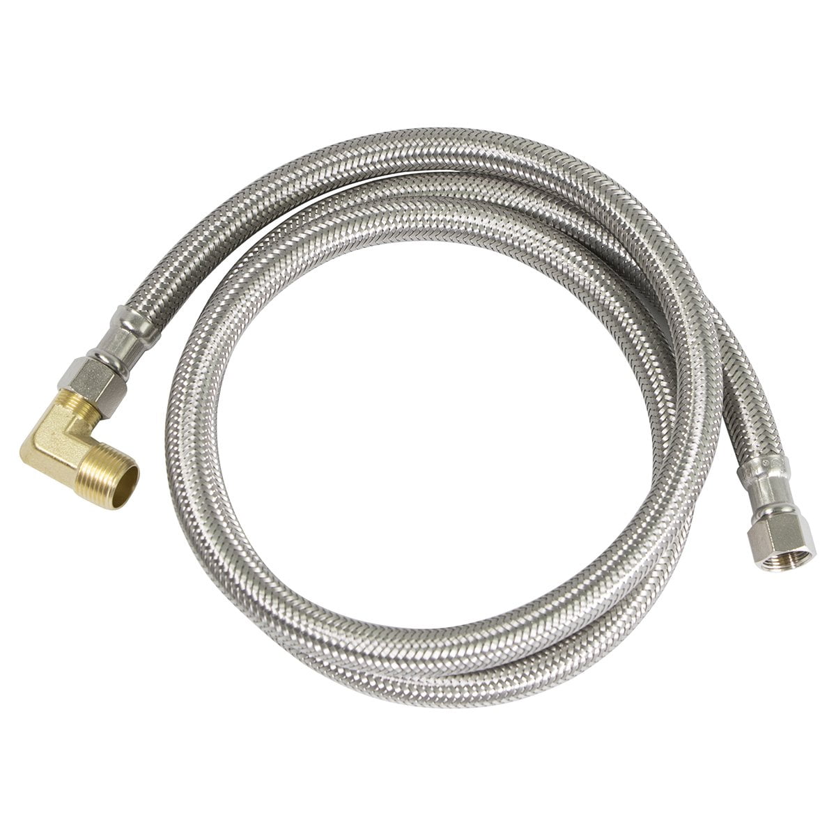 Braided Dishwasher Connector 3/8" Comp x 3/8" Comp with Brass Elbow, 48