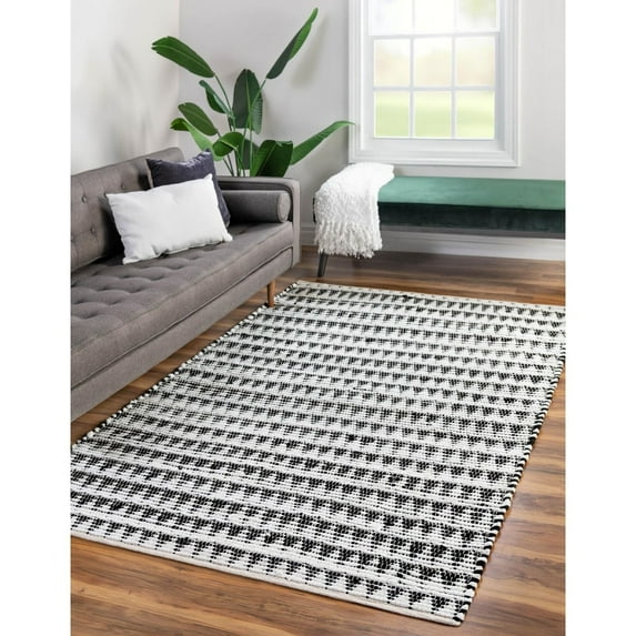 Braided Dosa Collection Area Rug 7'x10' - White-Black