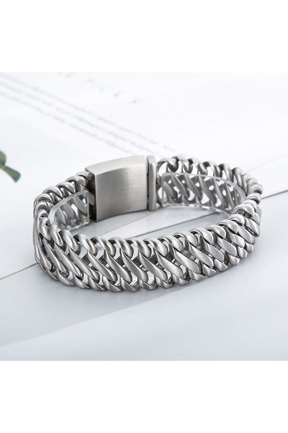 Braided Double Row Front and Rear Fish Scale Magnetic Buckle 14K White Gold Bracelet with Keel Jewelry New Model