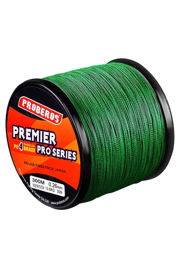 Braided Fishing Line, 4 Strands Super Strong PE Fishing Line 30Lb for Saltwater and Freshwater, Abrasion Resistant, High Sensitivity and No Stretch Superline, 300m