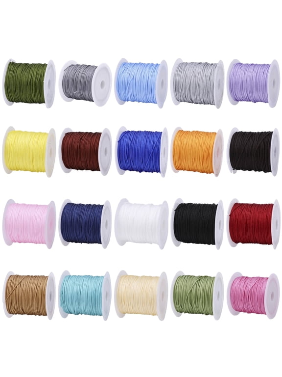20 Rolls Nylon Braided String,Bulk Craft Cord for Bracelet Making,Macrame,DIY Jewelry,Keychains, 1mm Braided Thread,Assorted Colors
