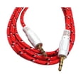 thumbnail image 1 of Braided Gold Plated 3.5mm Plug Male to Male Stereo Auxiliary Aux Cord Cable (12ft) - Red, 1 of 2