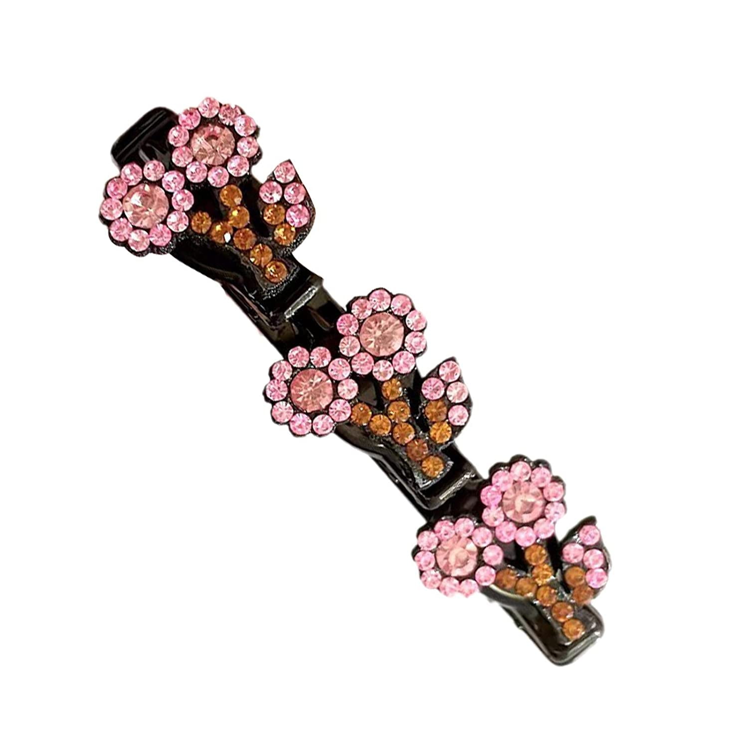 Sparkling Crystal Stone Braided Hair Clips Double Bangs Hair