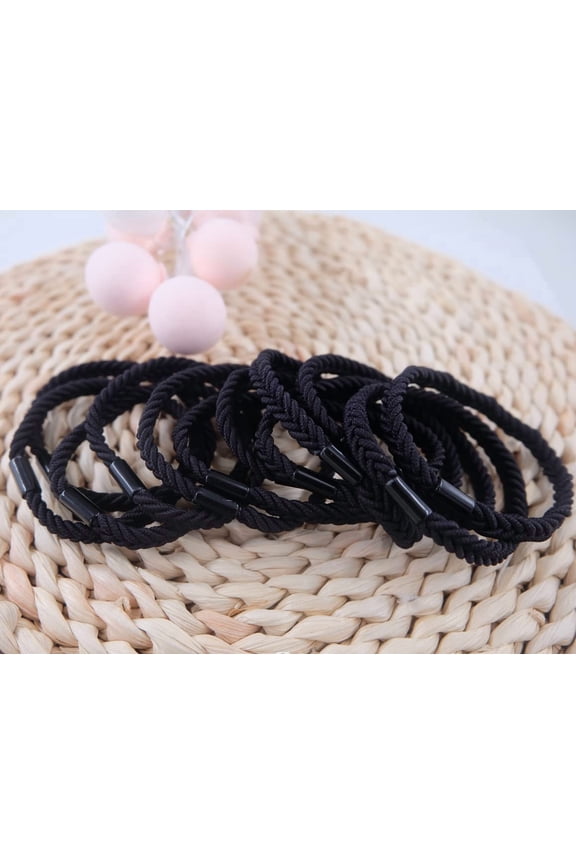 Braided Hair Ties for Men, Hair Bands for Bun, Black Pony Tail Ties, Bracelet Hair Tie for Thick and Thin Hair, Durable