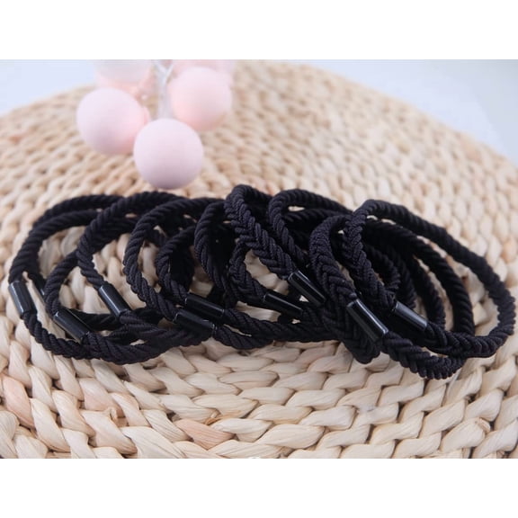 Braided Hair Ties for Men, Hair Bands for Bun, Black Pony Tail Ties, Bracelet Hair Tie for Thick and Thin Hair, Durable