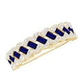 thumbnail image 1 of Rosec Jewels Classic Blue Sapphire Anniversary Band Ring - Real Blue Sapphire Diamond Ring for Women - Ready to Gift, 18K Yellow Gold, US 9.50, 1 of 8