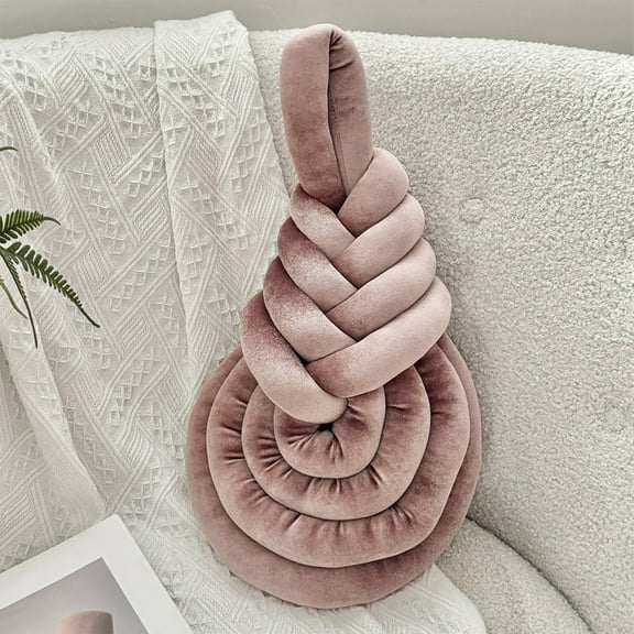 Braided Harp Throw Pillow - Bohemian Sofa Cushion Decorative Accent Pillow for Living Room Bedroom Decor(Rose Gold)