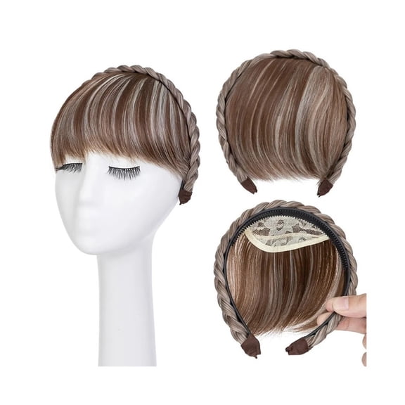 Braided Headband With Hair Bang for Women Hair Extensions Synthetic Bangs Braided Wig