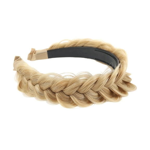 Braided Headbands for Women, Synthetic Hair Hoops and Handmade Braid Hairband, Elastic Stretch Headwrap in Cream Blonde, Stylish Hair Accessories for Everyday Wear