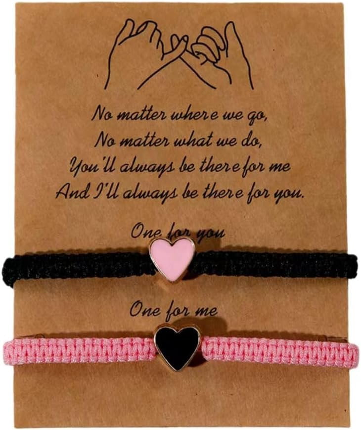 Braided Heart Matching Bracelets Set Meaningful Card Valentine Day ...